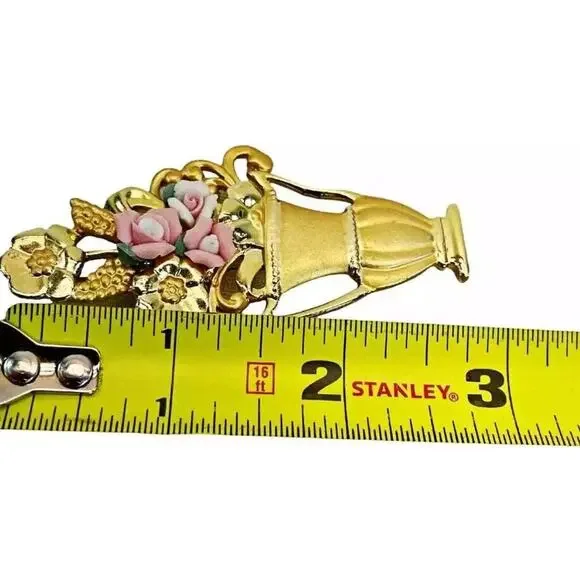 Ajc | Jewelry | Vintage Ajc Porcelain Flower Matte Gold Tone Bouquet ...